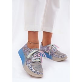 Women's leather shoes on the Maciejka platform 06776A-06 blue 2