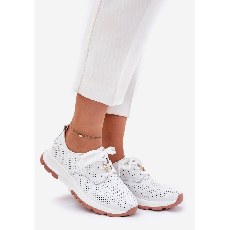 ARTIKER Women's leather shoes with artker 54C1810 white pin 1