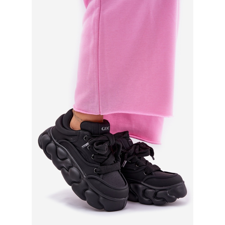 Women's leather sneakers on the massive platform Goe RR2N4044 black 1 Women's leather sneakers on the massive platform Goe RR2N4044 black 1