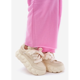 Women's leather sneakers on the massive platform Goe RR2N4043 beige 1