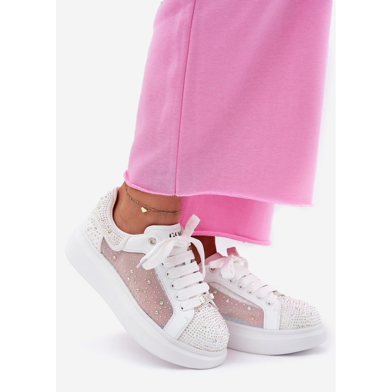 Decorated sneakers on the Goe RR2N4003 white platform 1 Decorated sneakers on the Goe RR2N4003 white platform 1