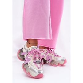 Women's leather sneakers on the massive sole Goe RR2N4030 Pink 2