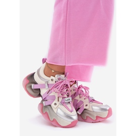 Women's leather sneakers on the massive sole Goe RR2N4030 Pink 1