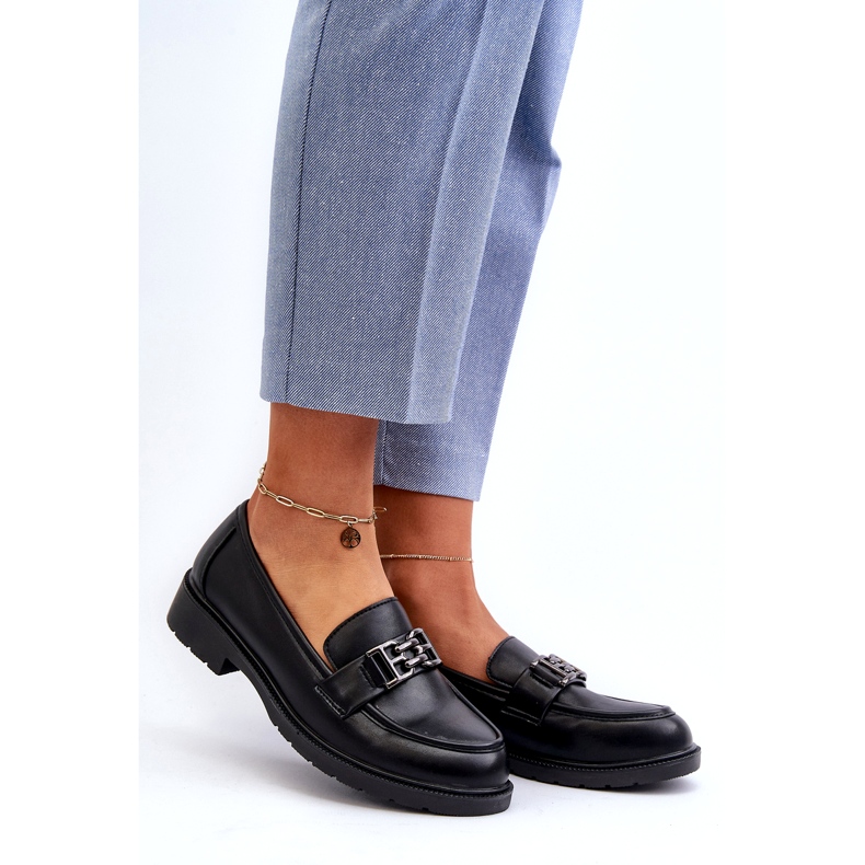 S.Barski Women's eco-leather moccasins with an ornament of S. Barski HY372 Black 1 S.Barski Women's eco-leather moccasins with an ornament of S. Barski HY372 Black 1