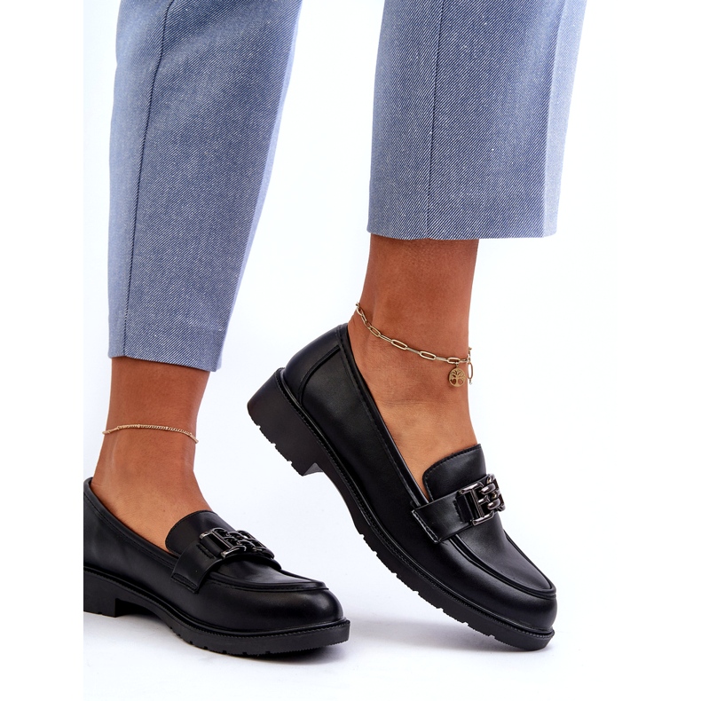 S.Barski Women's eco-leather moccasins with an ornament of S. Barski HY372 Black 3 S.Barski Women's eco-leather moccasins with an ornament of S. Barski HY372 Black 3