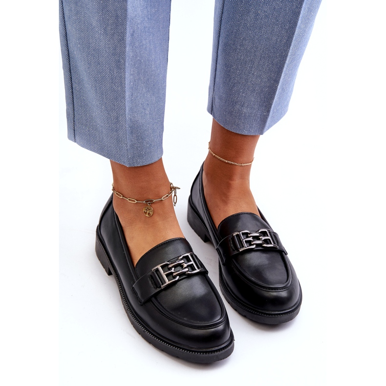 S.Barski Women's eco-leather moccasins with an ornament of S. Barski HY372 Black 4 S.Barski Women's eco-leather moccasins with an ornament of S. Barski HY372 Black 4