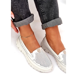 Evento Light leather openwork loafers 24pb18-6870 White 4