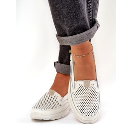 Evento Light leather openwork loafers 24pb18-6870 White 2