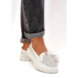 Evento Light leather openwork loafers 24pb18-6870 White 3