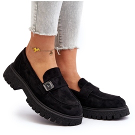 Vinceza Women's Eco-Elendary Black Moccasins with a decorative belt and a leather insert 4