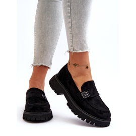 Vinceza Women's Eco-Elendary Black Moccasins with a decorative belt and a leather insert 3