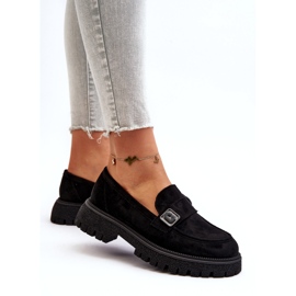 Vinceza Women's Eco-Elendary Black Moccasins with a decorative belt and a leather insert 2
