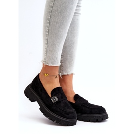 Vinceza Women's Eco-Elendary Black Moccasins with a decorative belt and a leather insert 1
