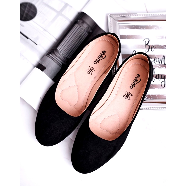 Evento Women's suede ballerinas 9bl02-1031 leather insole black insert 4