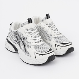 Sportowe white and white sneakers with mesh 1 Sportowe white and white sneakers with mesh 1