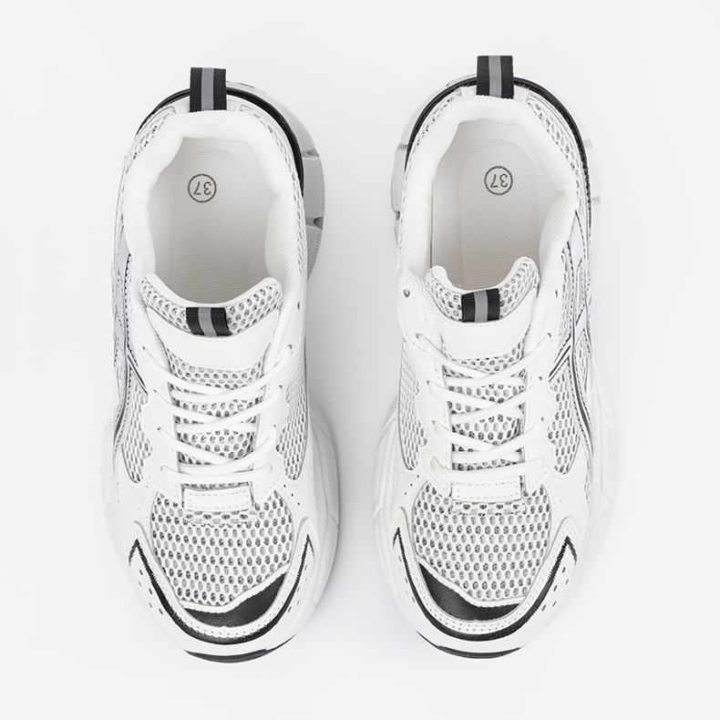 Sportowe white and white sneakers with mesh 2 Sportowe white and white sneakers with mesh 2