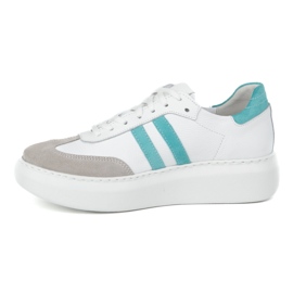 Women's leather sneakers on the Olivier N1068S5 white platform 1