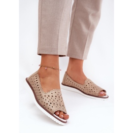 S.Barski Leather openwork ballerinas with bare fingers S. Barski LR51-922 gold golden 2 S.Barski Leather openwork ballerinas with bare fingers S. Barski LR51-922 gold golden 2