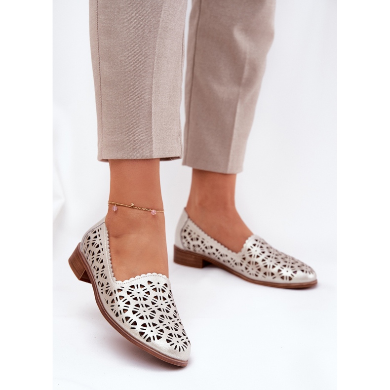 S.Barski Leather Openwork Women's Moccasins S. Barski LR51-646 PLN golden 2 S.Barski Leather Openwork Women's Moccasins S. Barski LR51-646 PLN golden 2