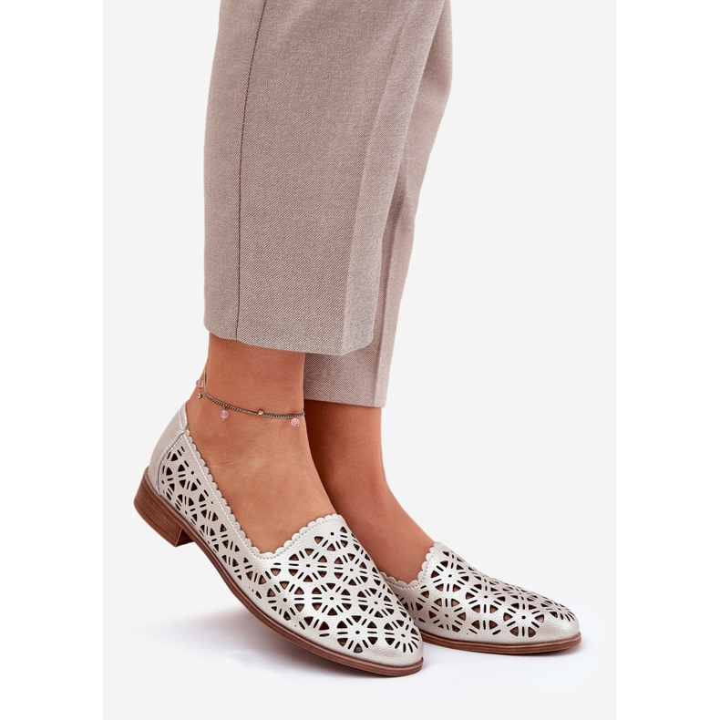 S.Barski Leather Openwork Women's Moccasins S. Barski LR51-646 PLN golden 1 S.Barski Leather Openwork Women's Moccasins S. Barski LR51-646 PLN golden 1