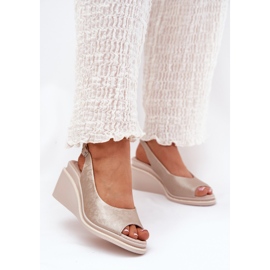S.Barski Women's leather sandals on the wedge S. BARSKI LR51-539 PLN golden 2 S.Barski Women's leather sandals on the wedge S. BARSKI LR51-539 PLN golden 2