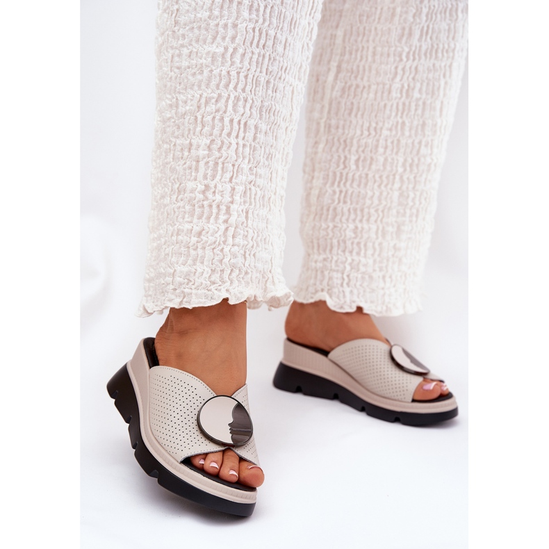 S.Barski Women's leather slippers with an ornament of S. Barski LR51-662 beige 2 S.Barski Women's leather slippers with an ornament of S. Barski LR51-662 beige 2