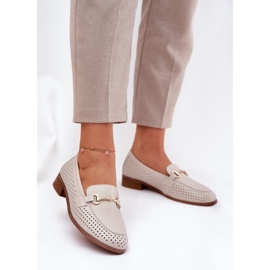 S.Barski Women's leather loafers with flat-heeled ornament S. Barski LR51-588 beige 2 S.Barski Women's leather loafers with flat-heeled ornament S. Barski LR51-588 beige 2