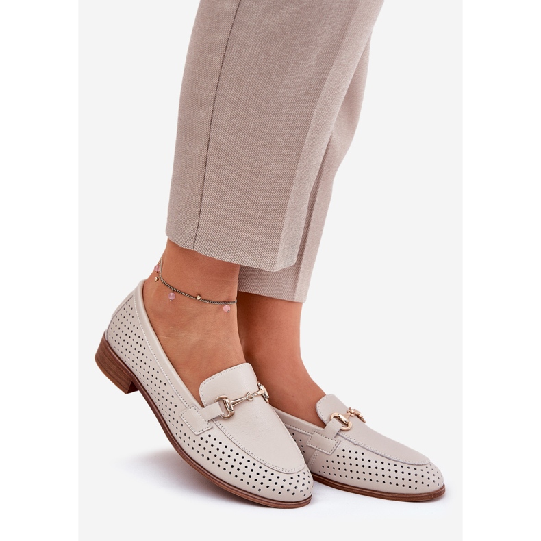 S.Barski Women's leather loafers with flat-heeled ornament S. Barski LR51-588 beige 1 S.Barski Women's leather loafers with flat-heeled ornament S. Barski LR51-588 beige 1