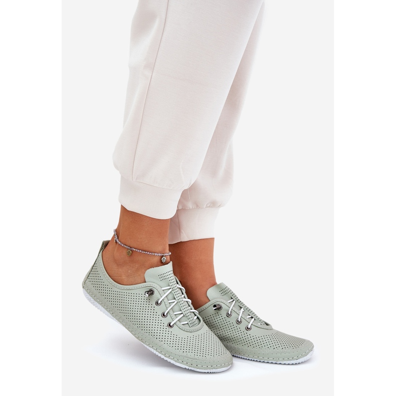 Women's shoes made of natural leather Artiker 54C0833 light green 1 Women's shoes made of natural leather Artiker 54C0833 light green 1