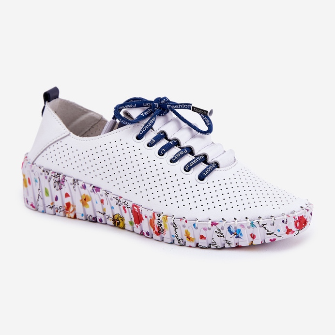 Leather shoes on the patterned Artiker 52C1713 platform white 2