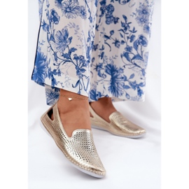 Openwork Ballerinas made of natural leather Artiker 56C2694 PLN golden 2