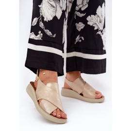 Jezzi Women's sandals with eco leather golden 2