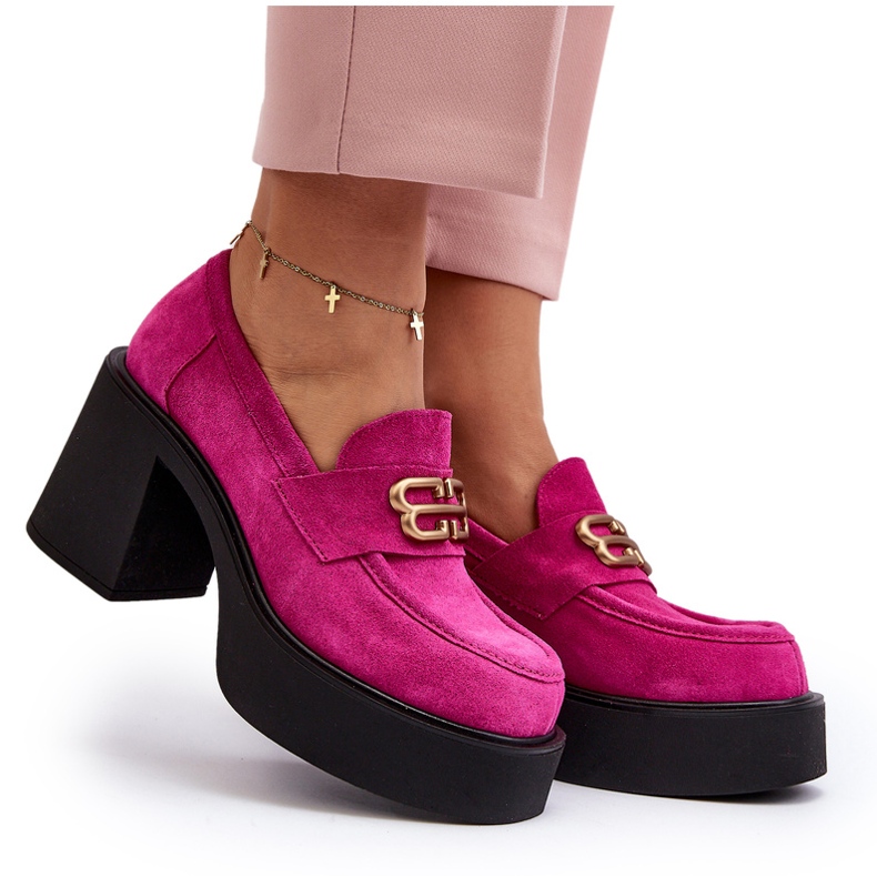 Zazoo 20170 Women's Suede Shoes on a High Heel, Fuchsia pink 5