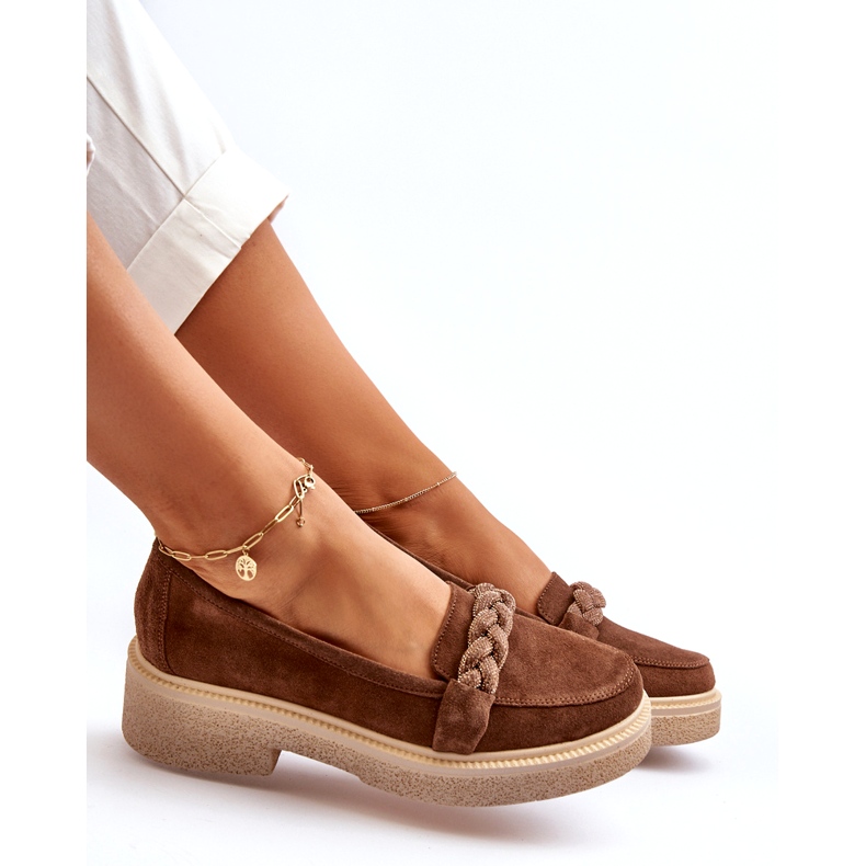 Zazoo 3429/W Women's Suede Moccasins With Decoration, Brown 4