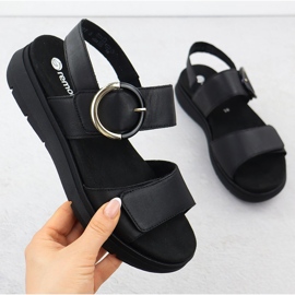 Women's leather sandals on wedges Black Remonte D2K50-00 1 Women's leather sandals on wedges Black Remonte D2K50-00 1