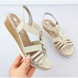 Remonte Women's sandals on wedge with elastics golden renovte R6264-91 1 Remonte Women's sandals on wedge with elastics golden renovte R6264-91 1