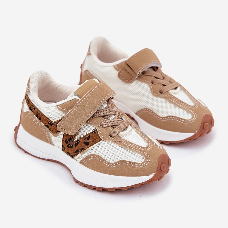 Children's sneakers on the Velcro leopard beige 1 Children's sneakers on the Velcro leopard beige 1