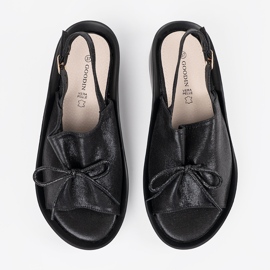 Goodin Black wedge sandals with a leather insert 1 Goodin Black wedge sandals with a leather insert 1