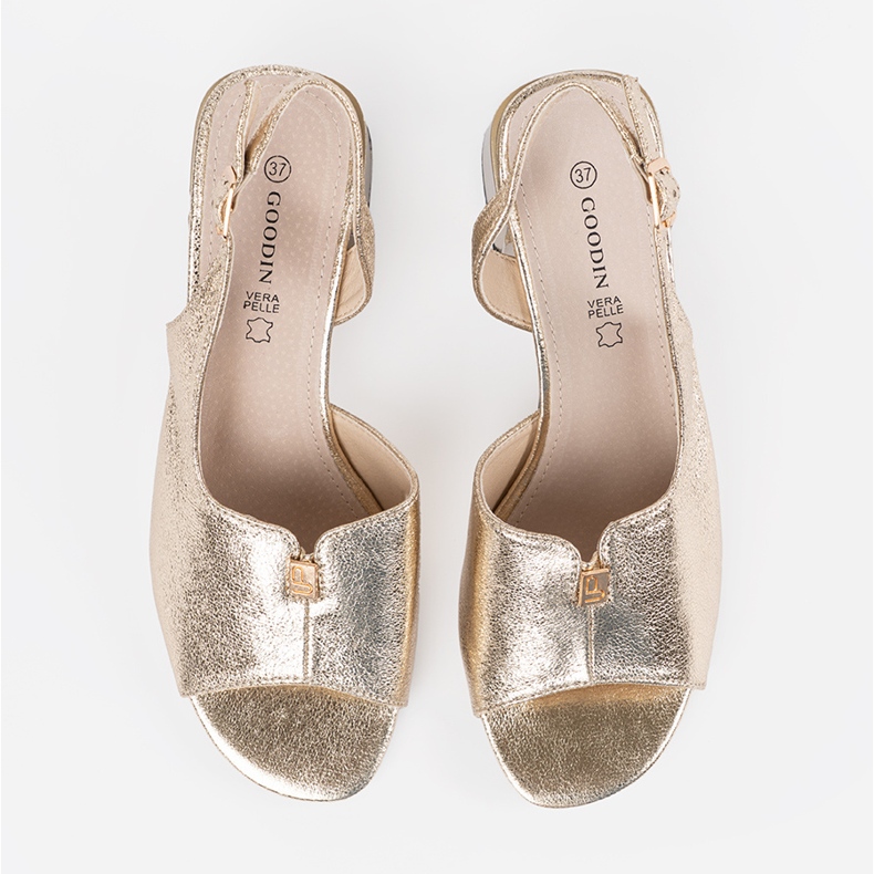 Goodin Suede golden sandals golden heels 1