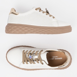 White and beige sneakers with leather pins Sergio Leone 2 White and beige sneakers with leather pins Sergio Leone 2