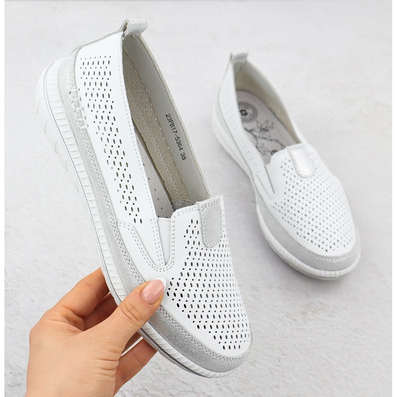 Evento Women's openwork leather shoes white event 5634 1