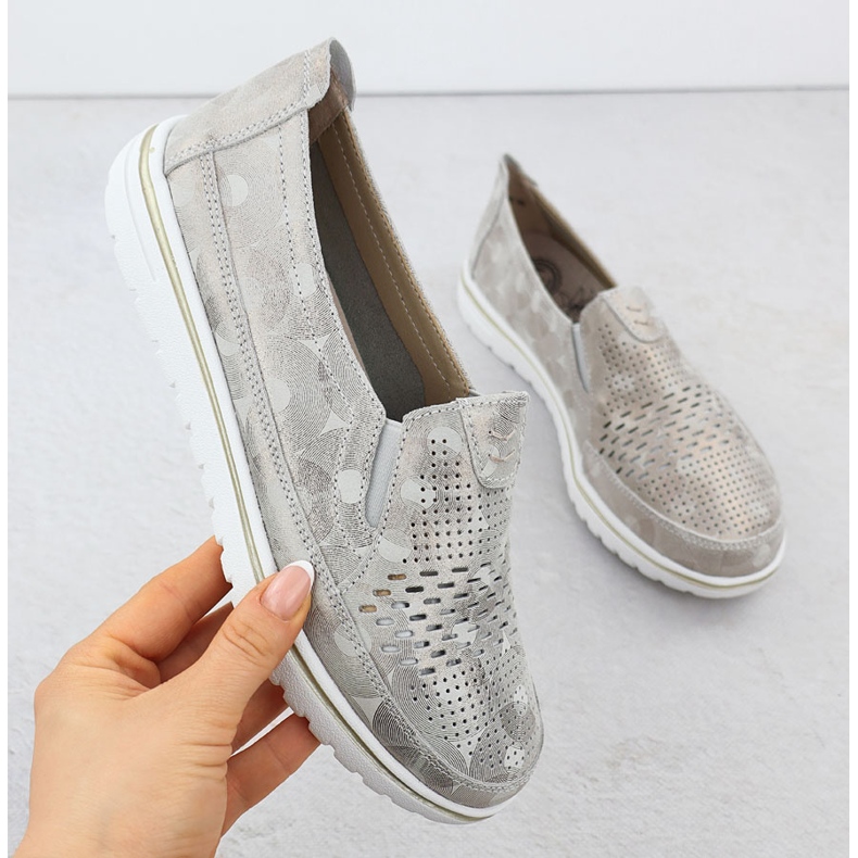 Evento Women's leather shoes openwork golden event 1653 1