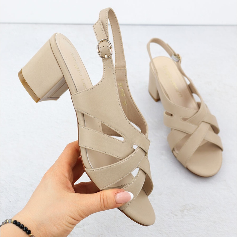 Women's high heels Sergio Leone SK889 sandals beige 1 Women's high heels Sergio Leone SK889 sandals beige 1