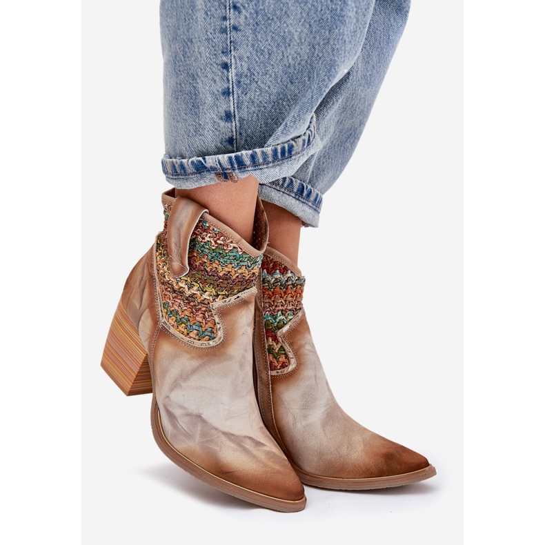Cowboy leather boots on a post with a decorative maciejka braid 06810-29 Multikolor multicolored 1