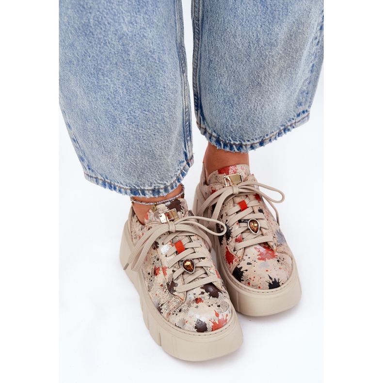 Leather sneakers on the Maciejka platform 06891-18 beige 2 Leather sneakers on the Maciejka platform 06891-18 beige 2