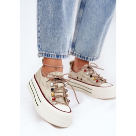 Women's sneakers on the platform goe rr2n4105 beige 2