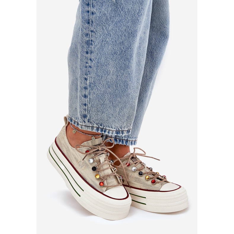 Women's sneakers on the platform goe rr2n4105 beige 1