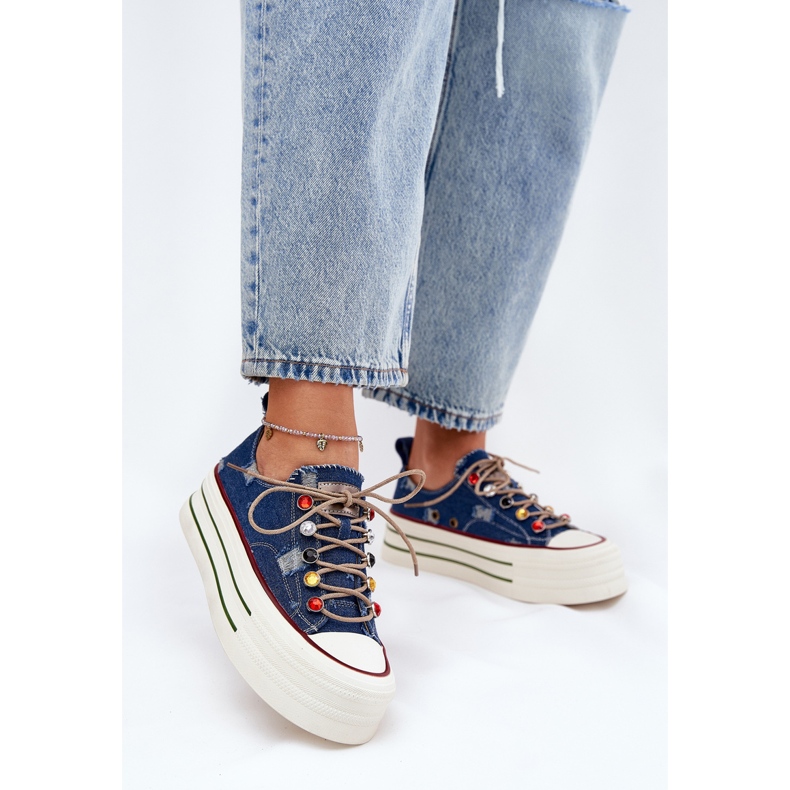 Women's sneakers on the goe rr2N4103 platform navy blue 2