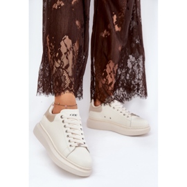Women's leather sneakers on Goe RR2N4004 platform beige 2