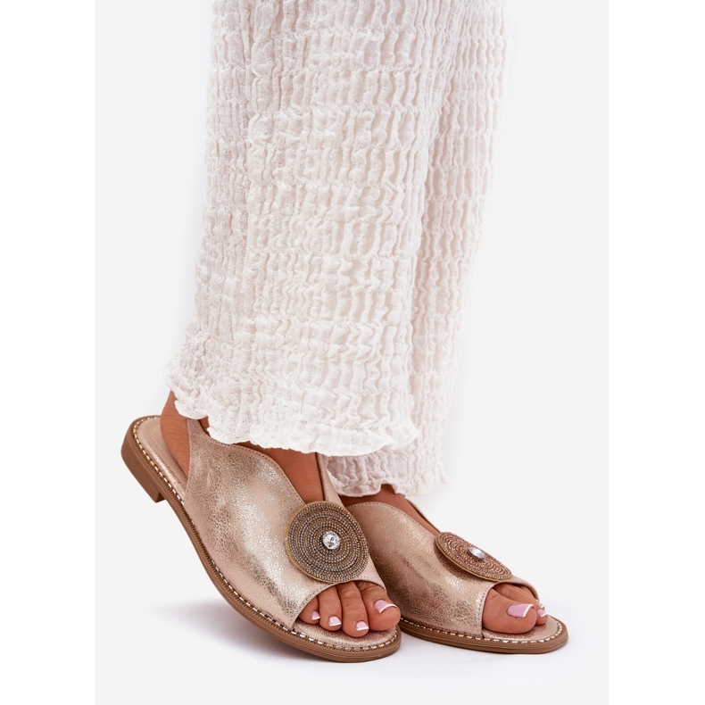 S.Barski Shiny women's sandals decorative detail S. Barski KV51-012 pink gold golden 1 S.Barski Shiny women's sandals decorative detail S. Barski KV51-012 pink gold golden 1